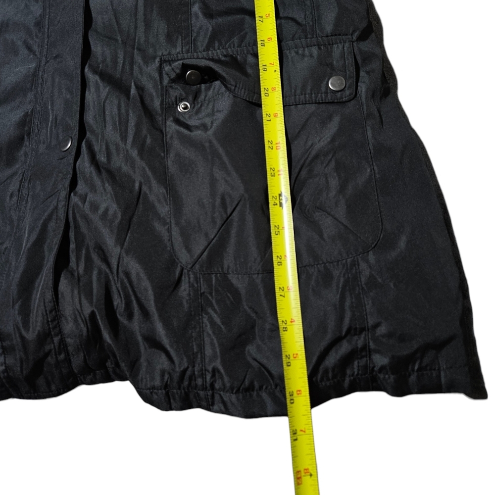 Black Hooded Outerwear Womens L Parka 4 In 1 Removable Liner Reversible Faux Fur - Picture 13 of 14